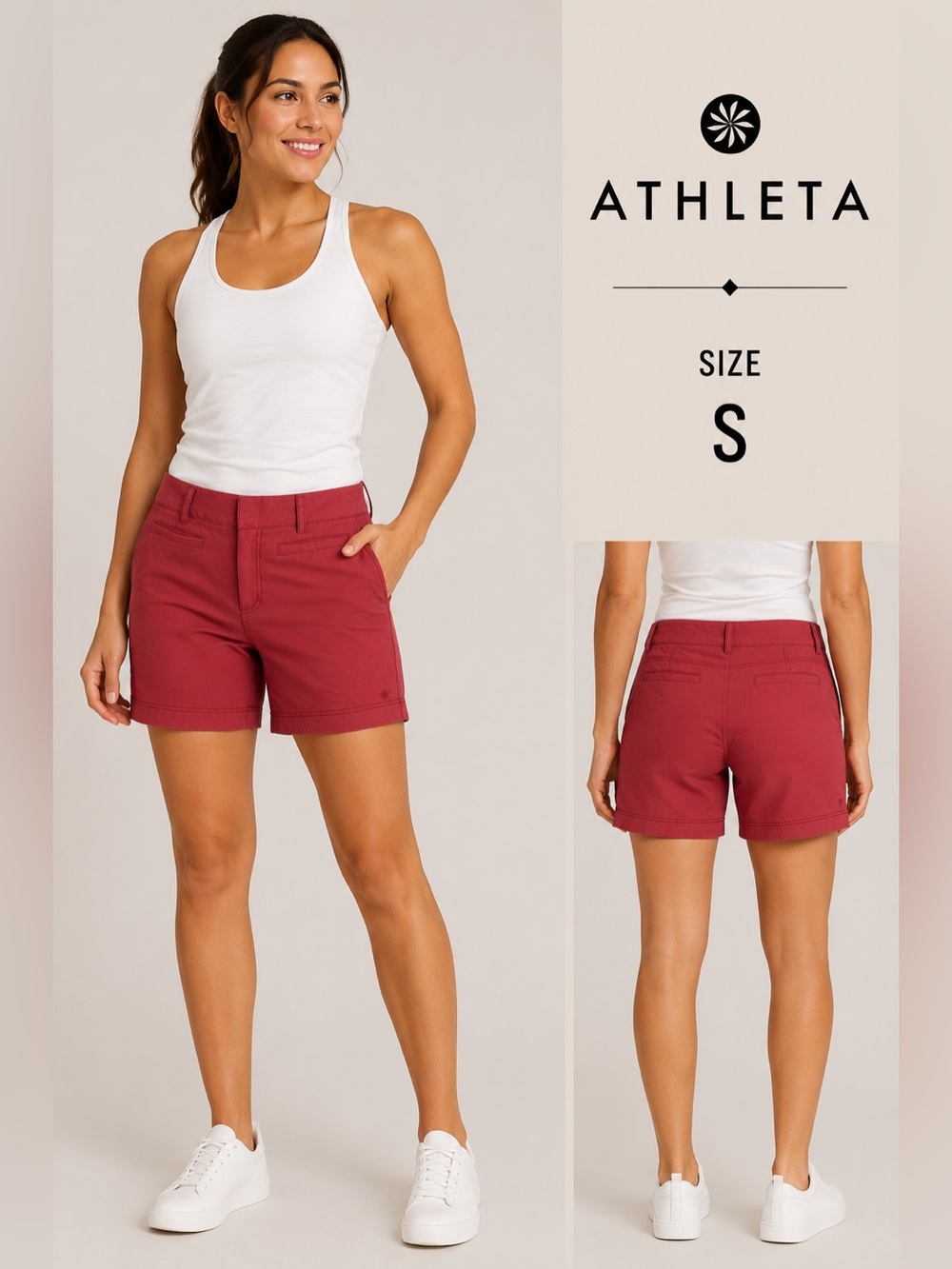 Athleta Women’s Pink Bermuda Hiking Travel Shorts Size 8